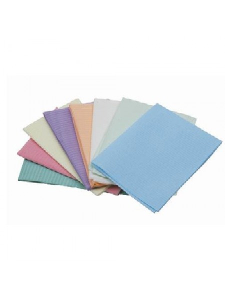 Салфетки для пациентов треххслойные (33х45) бумага/пластик, 500шт разноцветные 